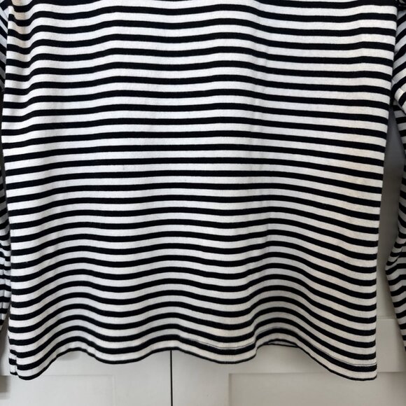 H&M Black & White Striped Ruffle Long Sleeve Top Size Medium - Picture 6 of 15